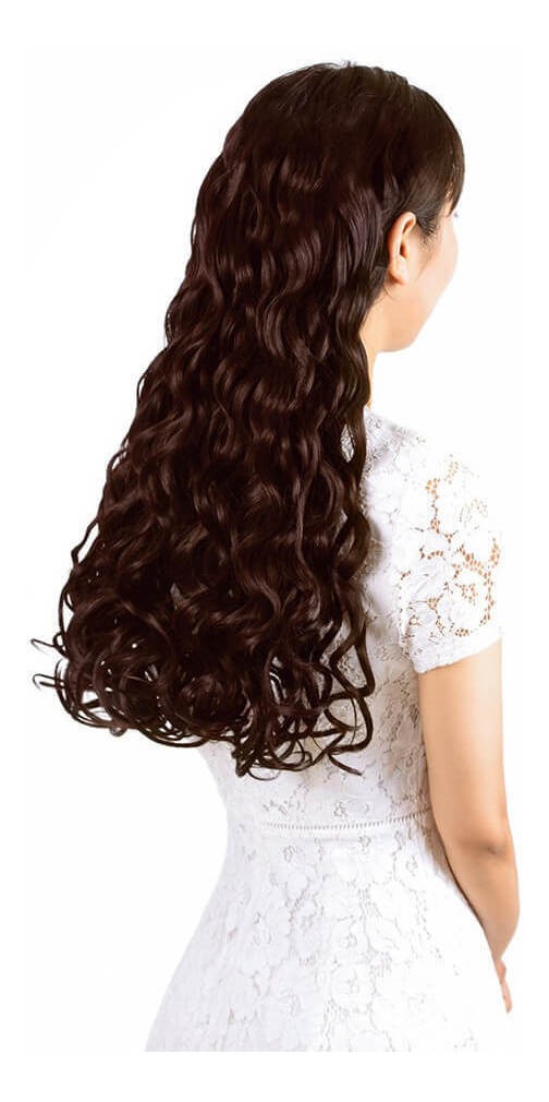 Cabelo Humano Peruca Aplique Tic Tac 55 Cm - Marrom Chocolat - Imagem 2