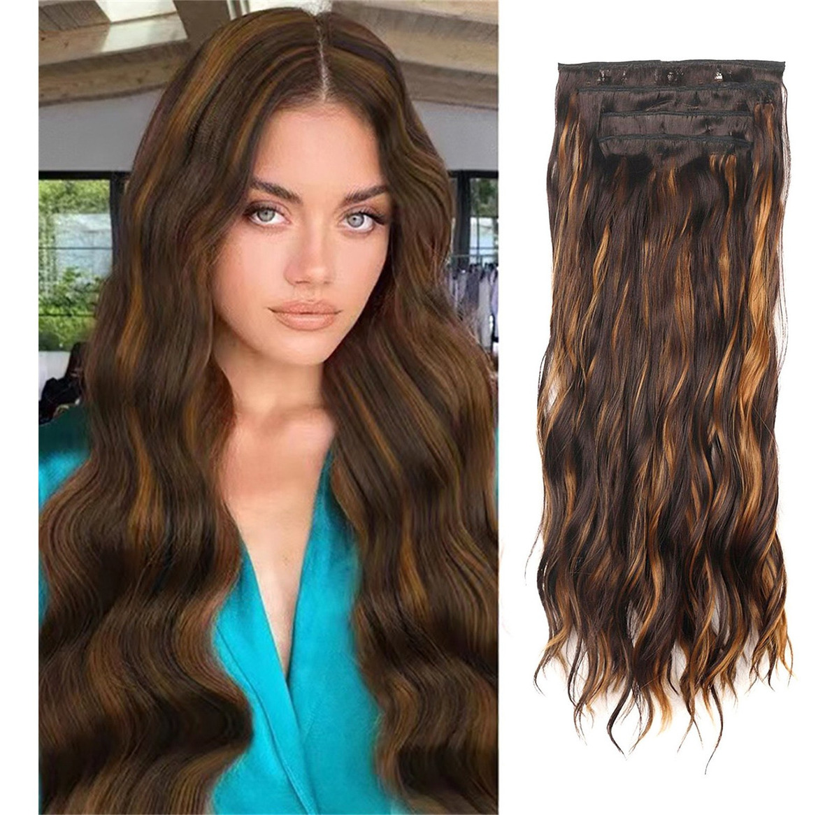 Peruca Feminina, Cabelo Comprido Encaracolado, Ondulado De Á - Imagem 16