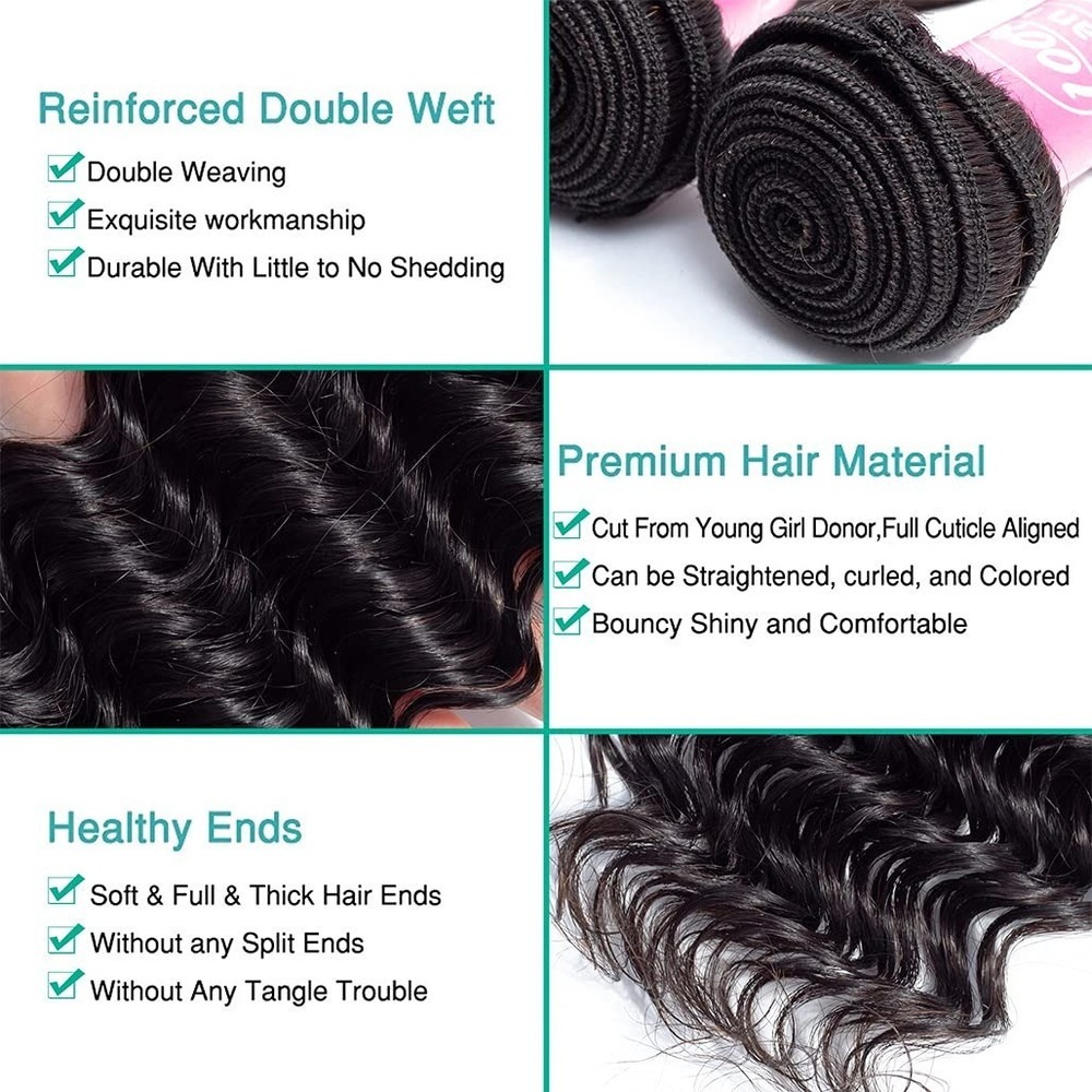 Pacote Virgem Peruca Do Cabelo Humano Cachos De 65cm Preto - Imagem 7