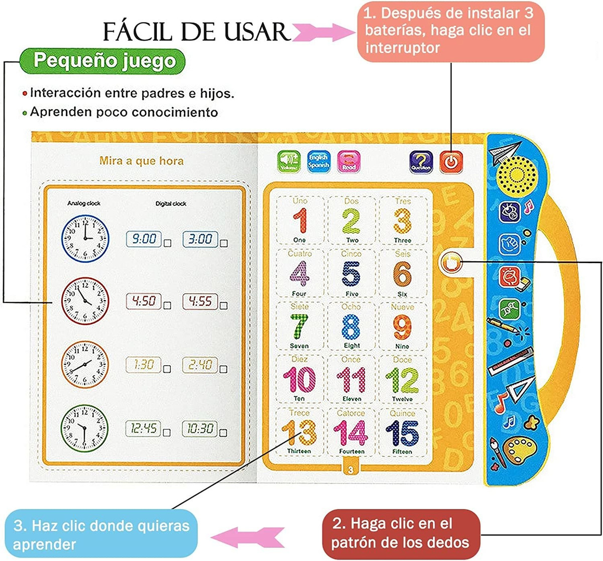 Aprendizagem Básica Com Livro Som Para Crianças Em Espanhol - Imagem 5