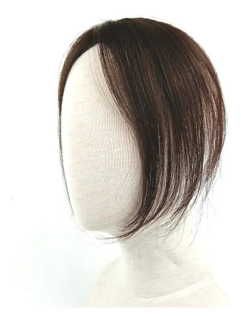 Aplique Cabelo Humano Topper Frontal Cast Escuro Franja Wig - Imagem 5