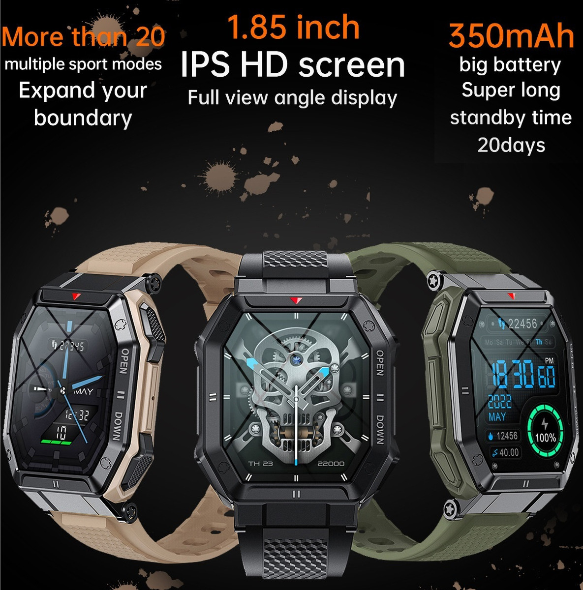 Smartwatch Masculino 1,85 Polegadas 24 Chamadas - Imagem 3