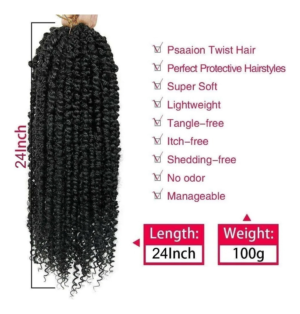 Aplique Cabelo Com Cachos Em Crochê De Ondas De Agua 3 Pcs - Imagem 2