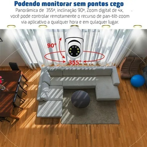 Wifi Rastreamento Automático Lampada Câmera De Segurança 4x - Imagem 6