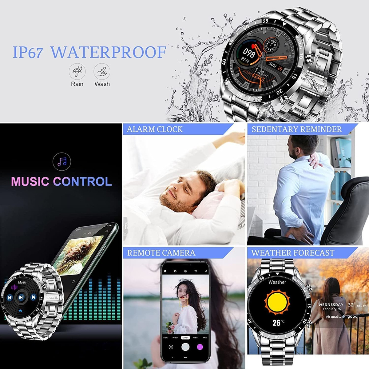 Smartwatch Para Android, Ios, Chamadas, Bate-papo P - Imagem 5