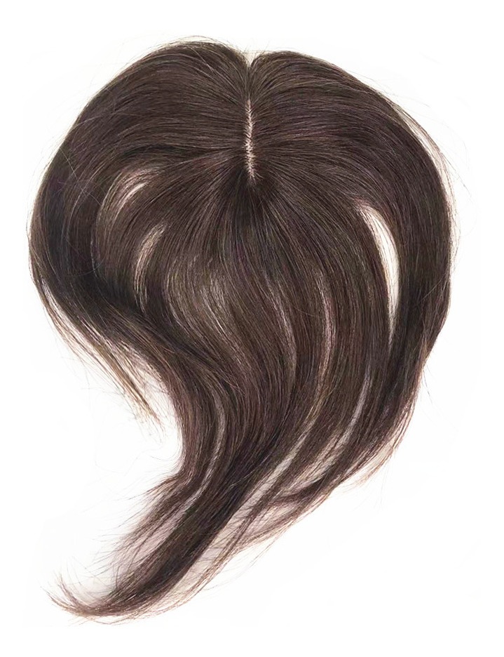 Aplique Cabelo Humano Topper Frontal Cast Escuro Franja Wig - Imagem 2