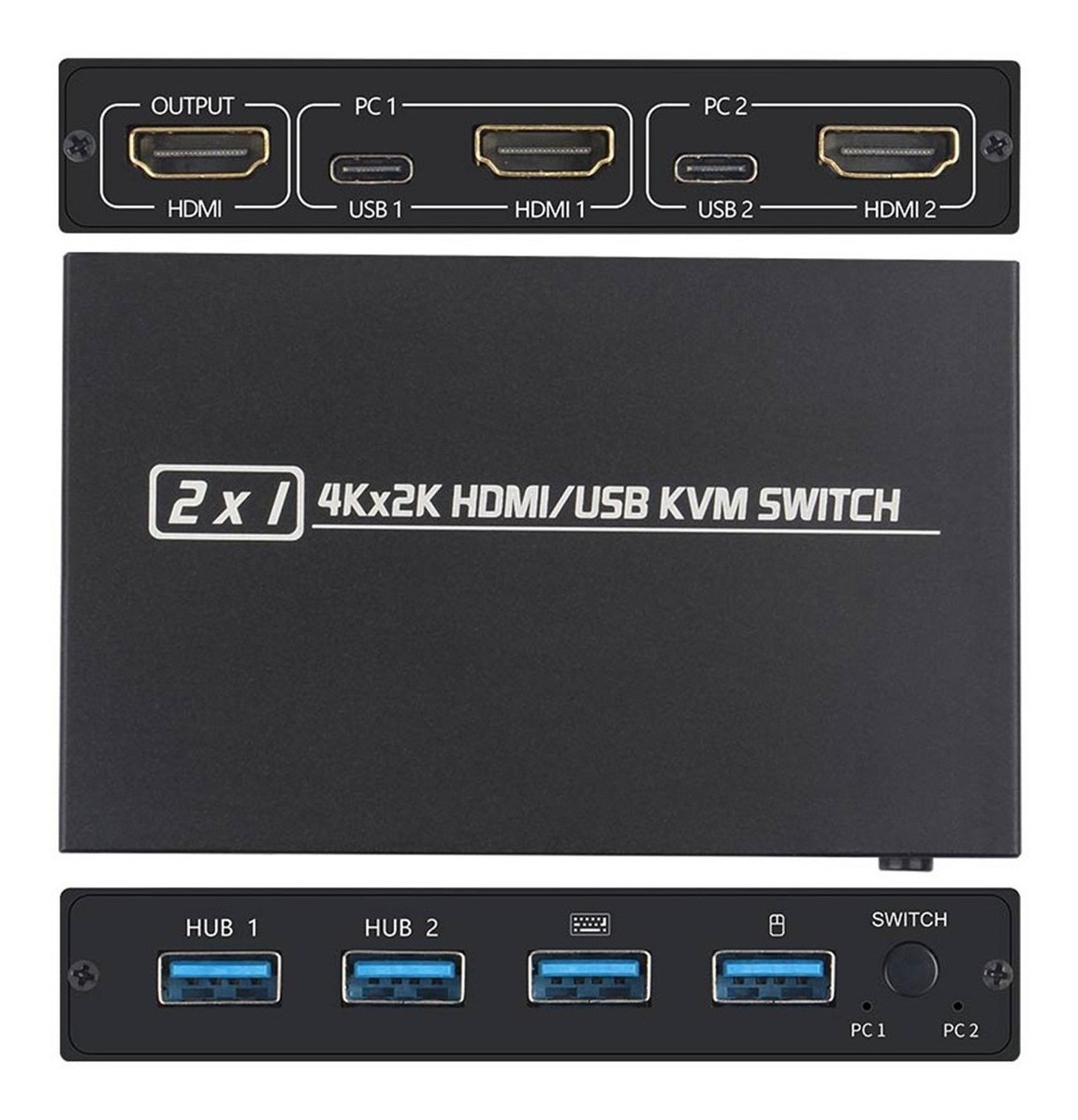 Caixa Divisora De Comutador 4k Hdmi Usb Kvm 2x1 8005 - Imagem 5