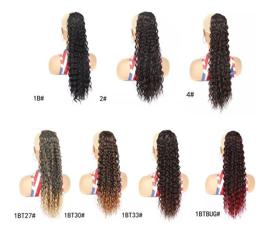 Lazhu Peruca De Cabelo Humano Natural Cacheado Rabo De - Imagem 2