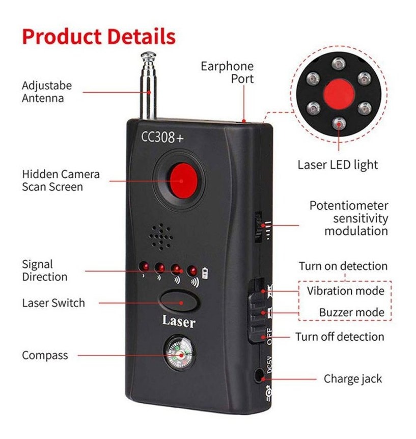 Detector Antispyware Gsm Câmera Lente - Imagem 7