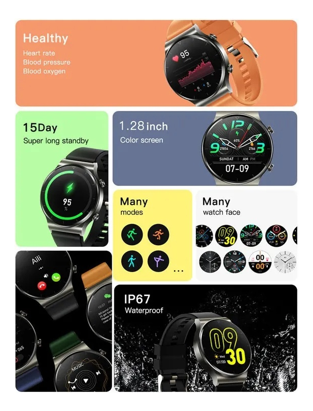 Para Huawei Xiaomi Novo Nfc Bluetooth Impermeável Relógio7 - Imagem 6