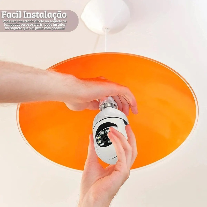Camera Lâmpada Espia Wifi Ip Segurança Panoramica Giratoria - Imagem 5