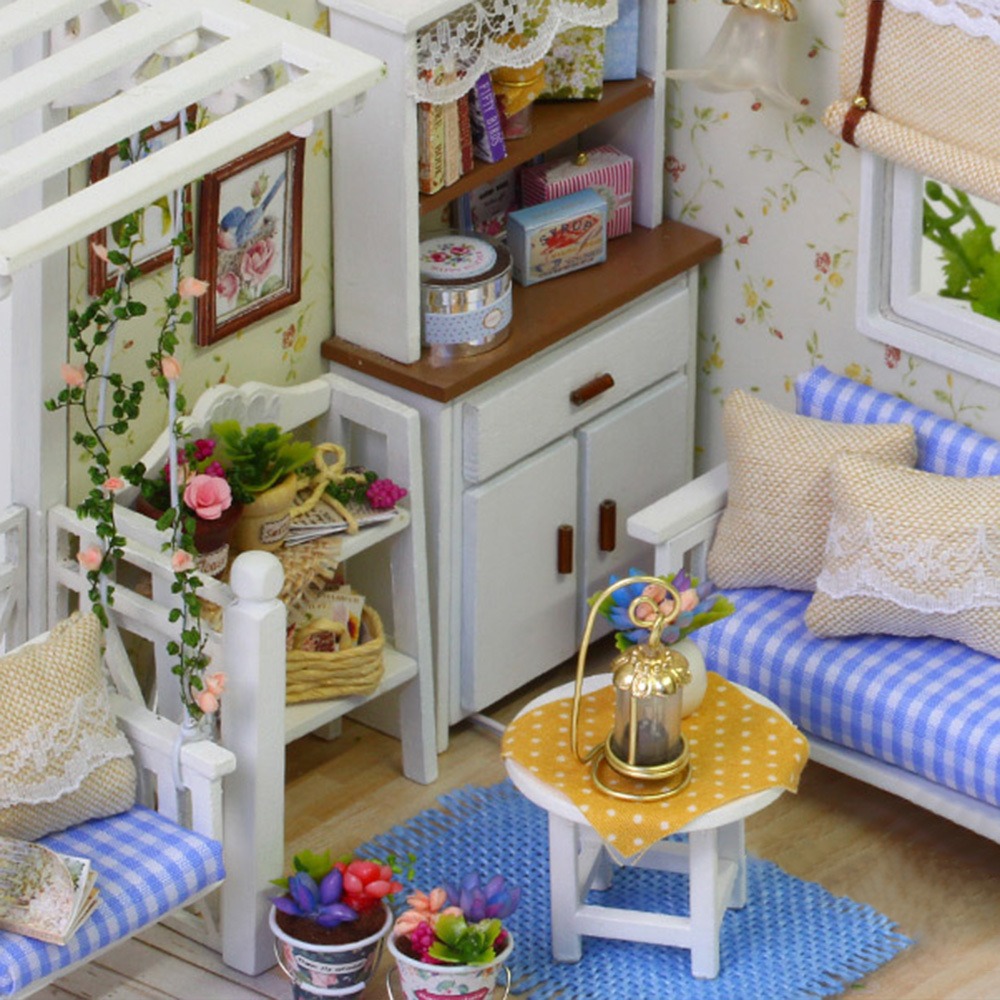 Dollhouse Miniatura Com Móveis Diy Dollhouse Kit De Madeira - Imagem 7
