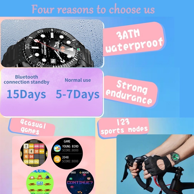 Smartwatch Masculino À Prova D'água 123 Sport Modes Game Sma - Imagem 14
