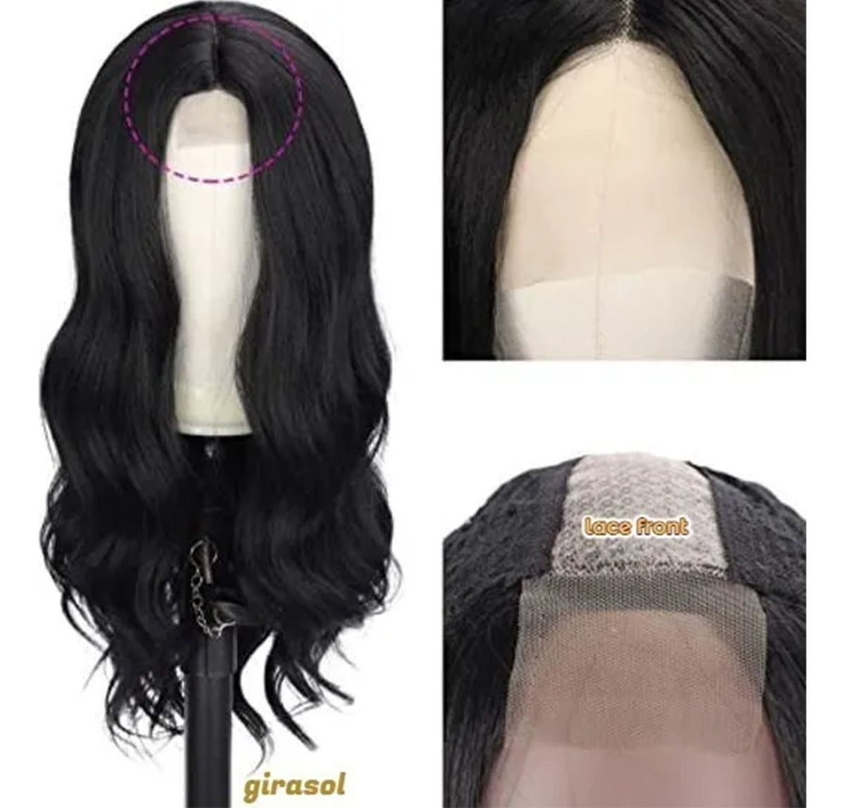 Peruca Preta De Cabelo Encaracolado Comprido Com Rede De Cab - Imagem 4