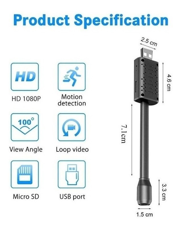 Mini Câmera Hidden Usb Wifi Spy Gravando Áudio Discreto - Imagem 8