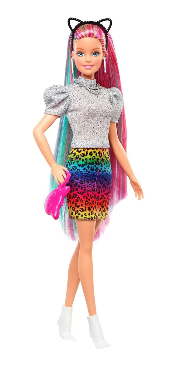 Boneca Barbie Rainbow Leopard Com Cabelo Que Muda De Cor - Imagem 7
