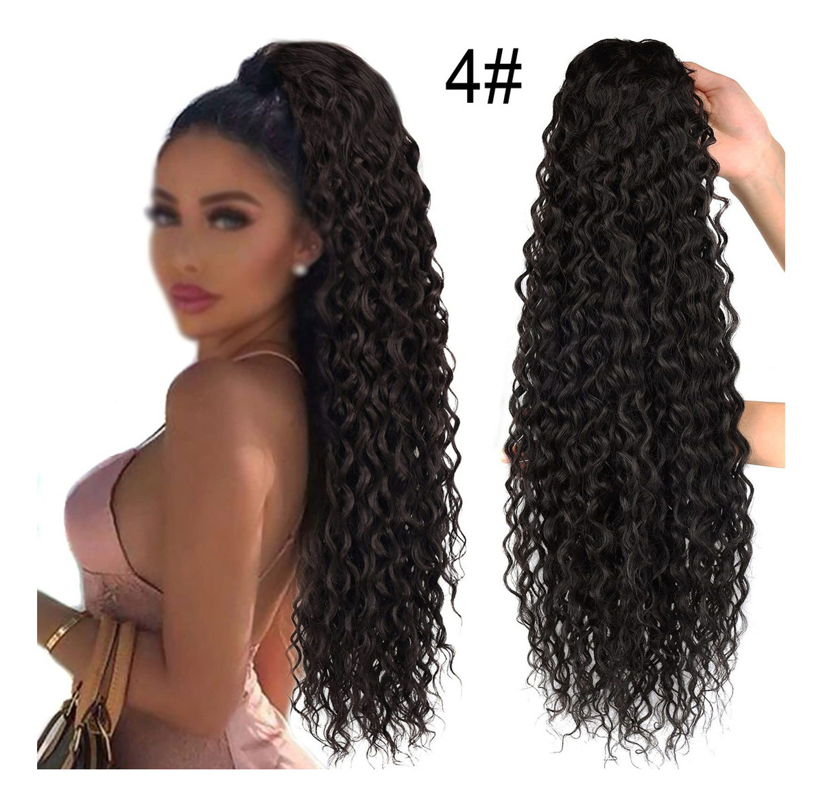 60cm Falso De Peruca Afro Cacheada Peruca Fibra Crespa Cabel - Imagem 20