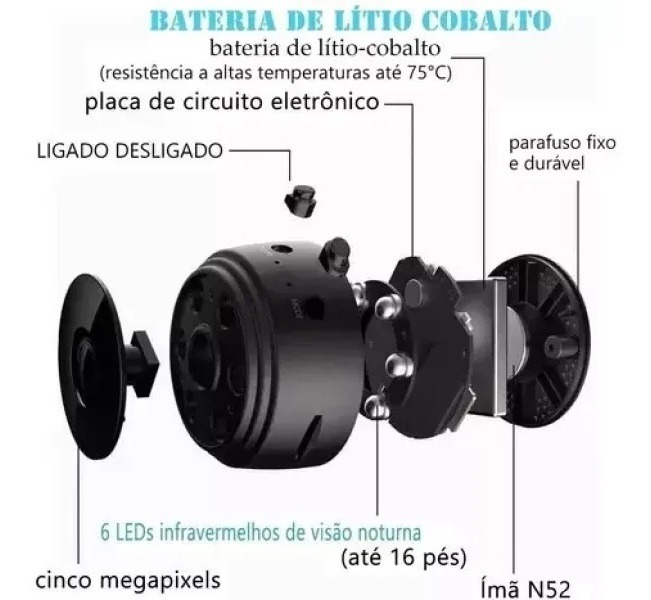 Câmera Espiã Sem Fio C/ Som E Visão Noturna Escuta12qq - Imagem 3
