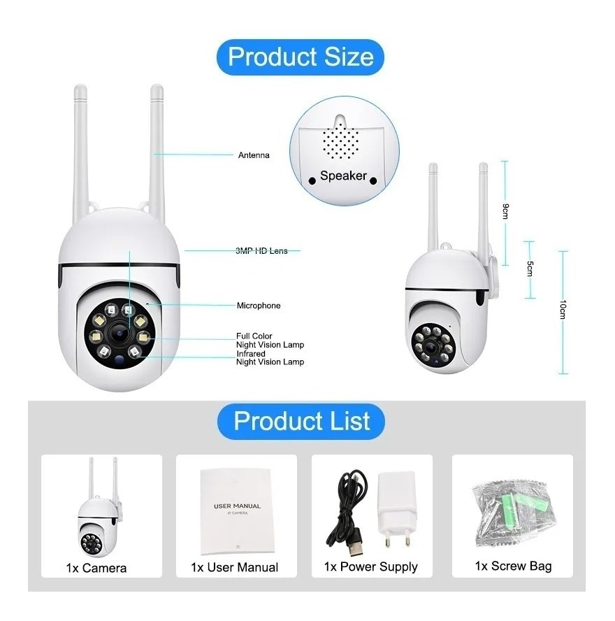 Câmera Externa 5g Hd 1080p Wifi Ip Ptz Infrared 360º. - Imagem 2
