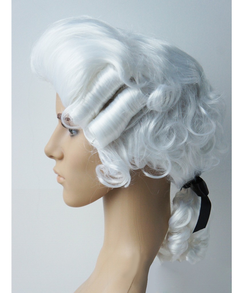 Peruca Colonial Masculina Branca Barroca Cabelo Para Festa - Imagem 8
