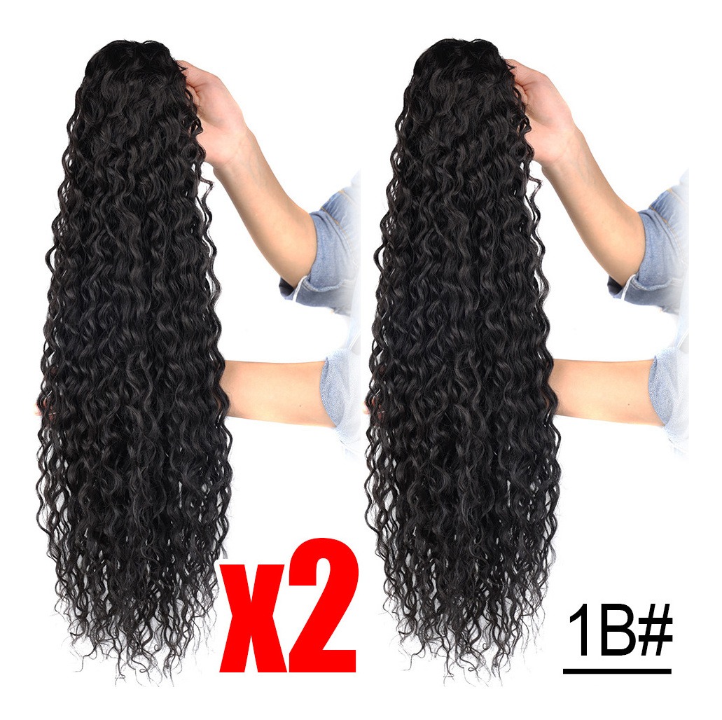 2pcs Encaracolado Extensão Ondulado Sintético Rabo De Cavalo