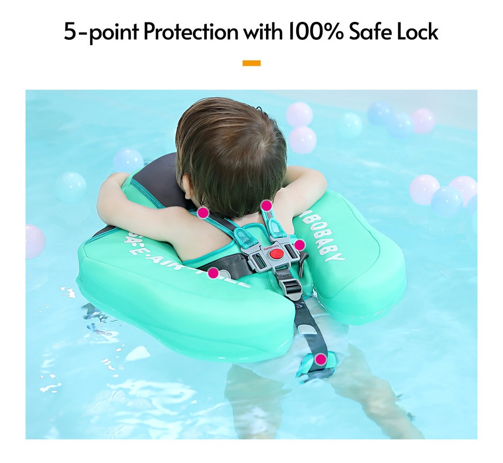 Bóia De Bebê Não Inflável Com Dossel Infantil Swimming Green - Imagem 6