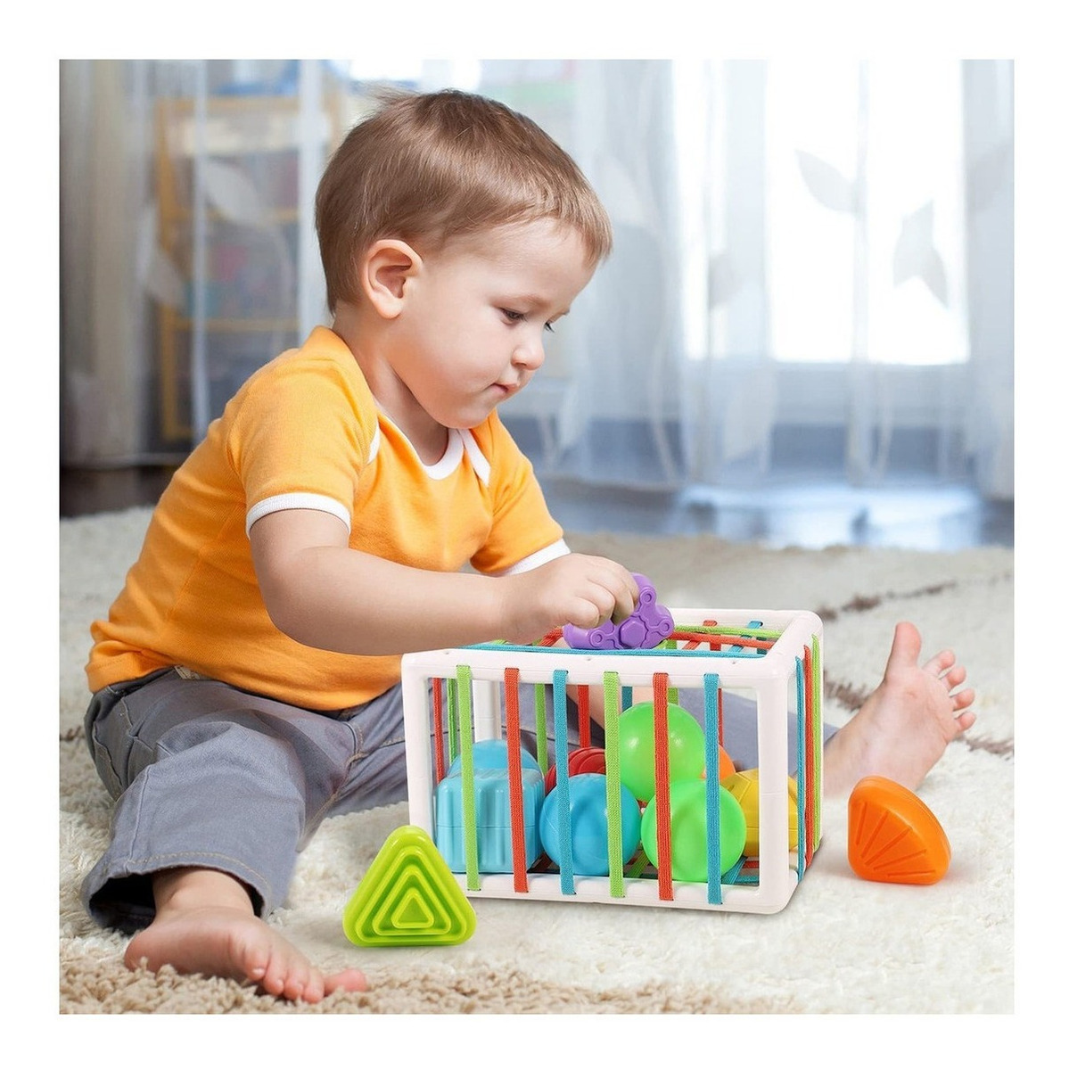 Cubo Sensorial De Habilidades Motoras Montessori Toy - Imagem 7