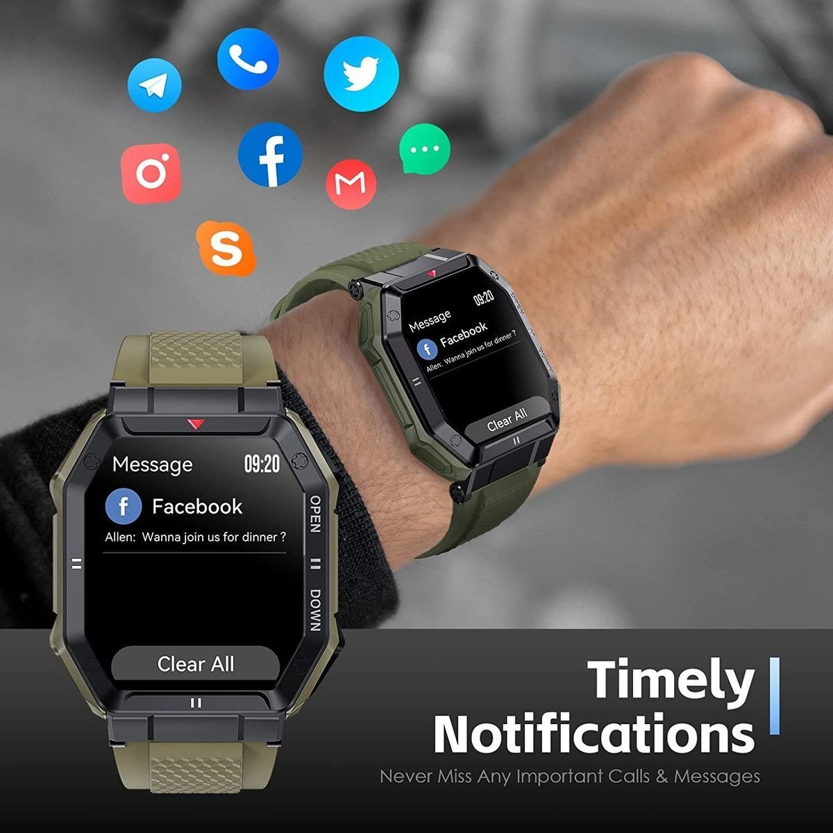 Smartwatch Para Homens Tactical Fitness Tracker - Imagem 7