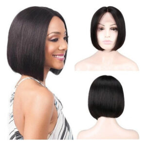 Peruca Cabelo Humano Curto Bob Suave 25-28cm #1b