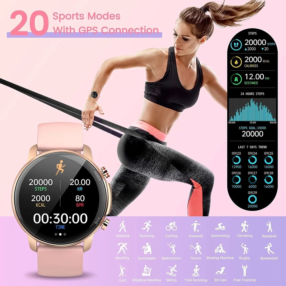 Smartwatch Para Homens Mulheres 5atm Relógios De Fi - Imagem 7