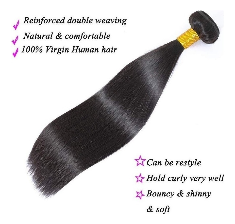 Aplique Cabelo Liso Com Natural Humano Brasileiro 3pcs 50cm - Imagem 3