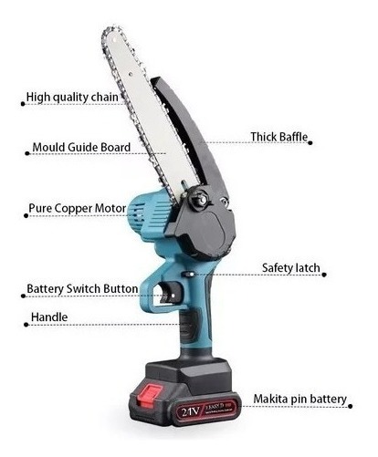 Battery Saw Mini Chainsaw 21v 1200w 6 2 Battery - Imagem 5