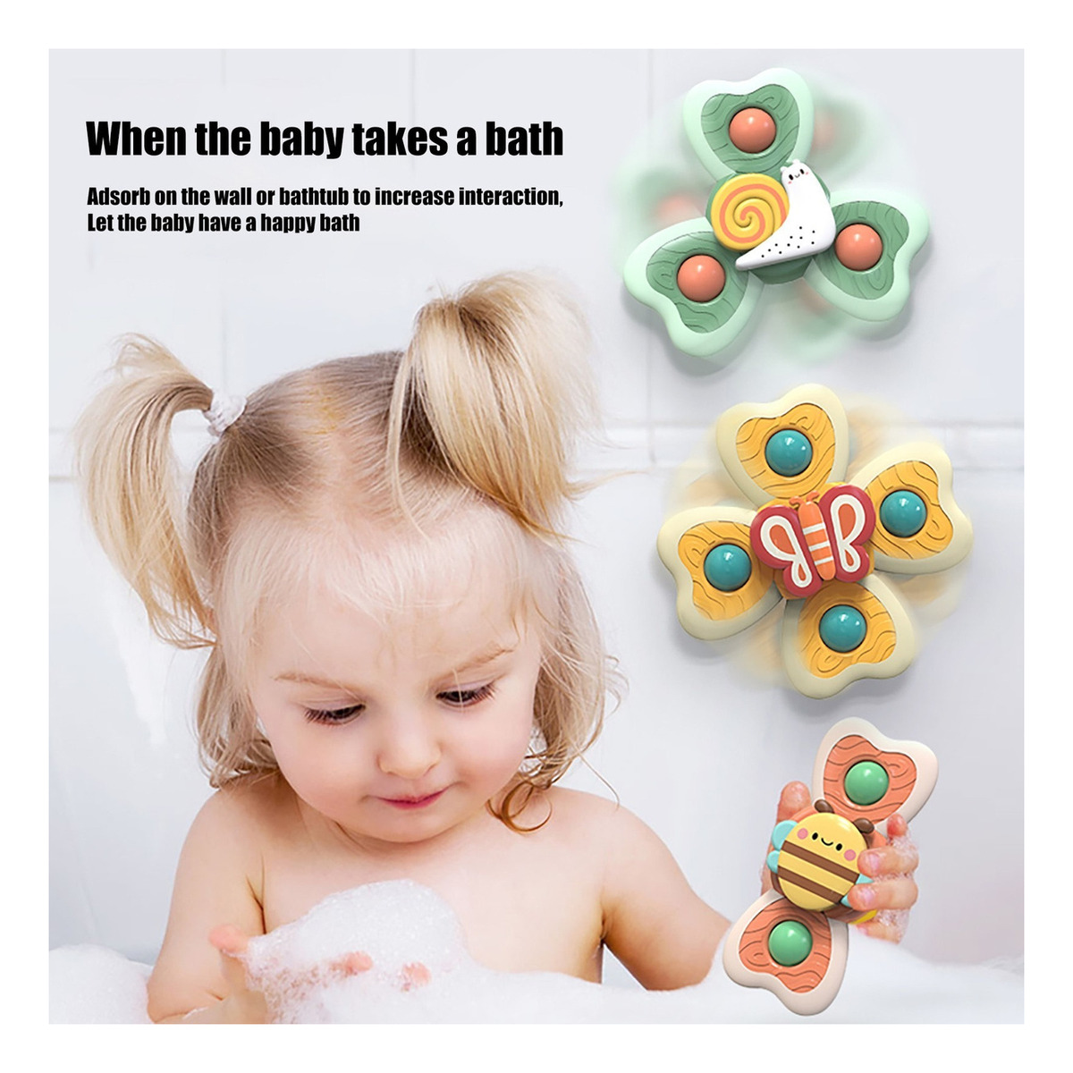 Ventosa Spinning Top Toy 3pcs/set Bebê Banho Brinquedo Água - Imagem 4