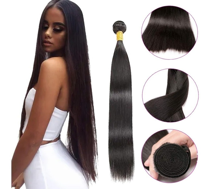 Aplique Cabelo Liso Com Humano Natural Brasileiro 50cm
