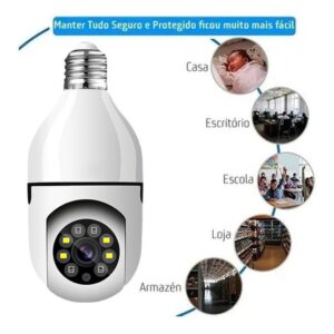 Camera Lampada Segurança Panoramica Wifi Espia C/rastreio
