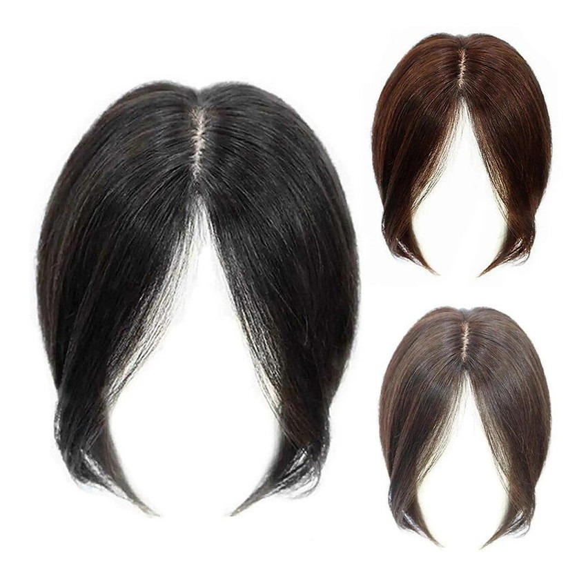 Toppers Clip Em Pedaços De Cabelo Humano Com Franja