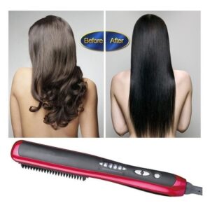 Elétrico Portátil Escova Alisadora De Cabelo Pente Cerâmico