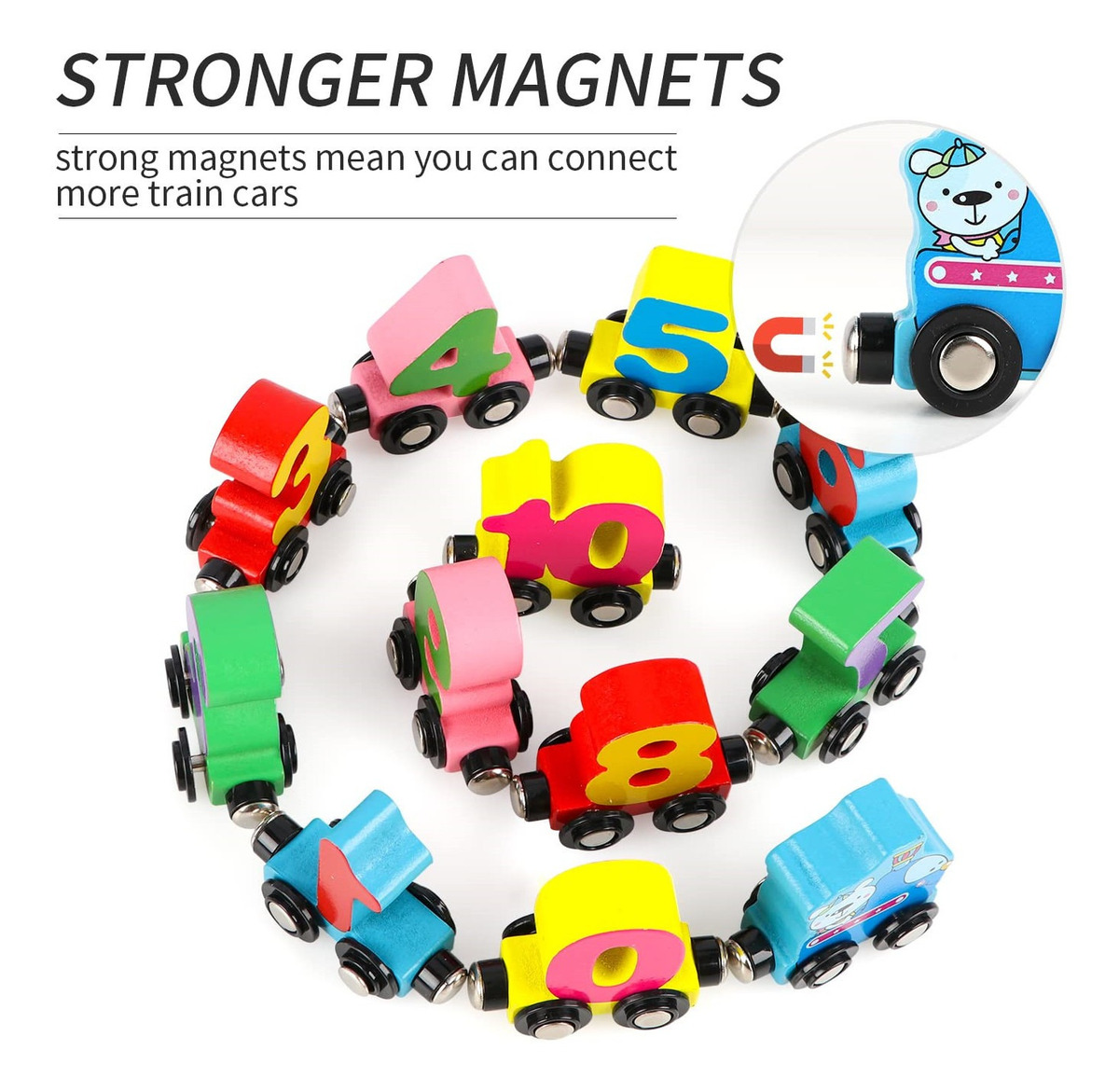 Brinquedos Magnéticos De Madeira Para Trem Com Números De Ma - Imagem 3