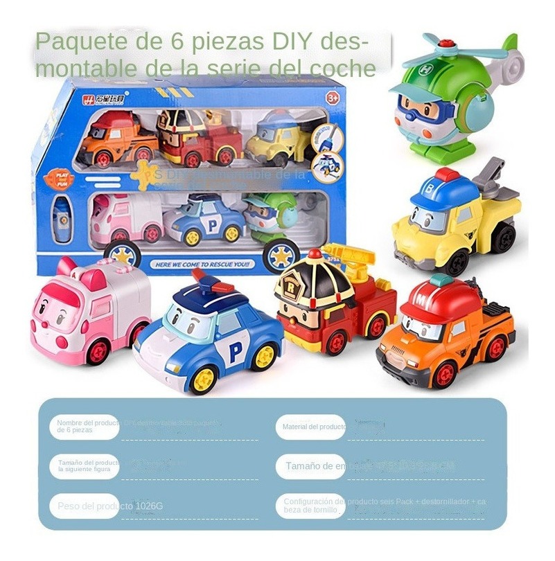 Conjunto De Carro De Brinquedo Robocars Poli Conjunto De 6 P - Imagem 12