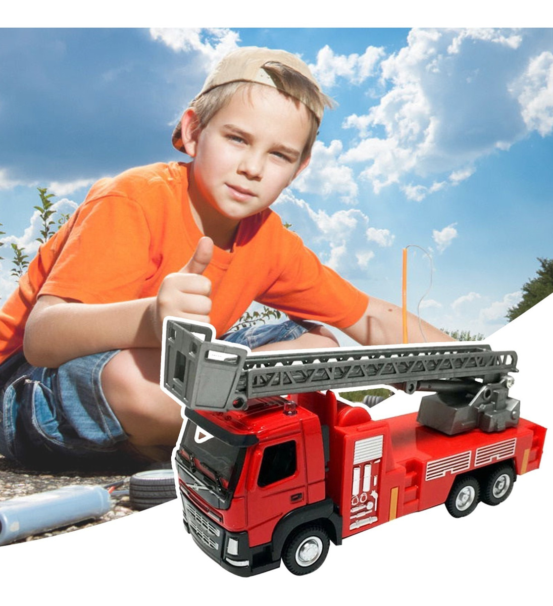 O Toy Car I157 Grande Caminhão De Bombeiros De Liga Infantil - Imagem 2