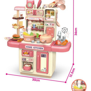 Cozinha Infantil Menina Completa Fogão Com Luz E Spray Rosa