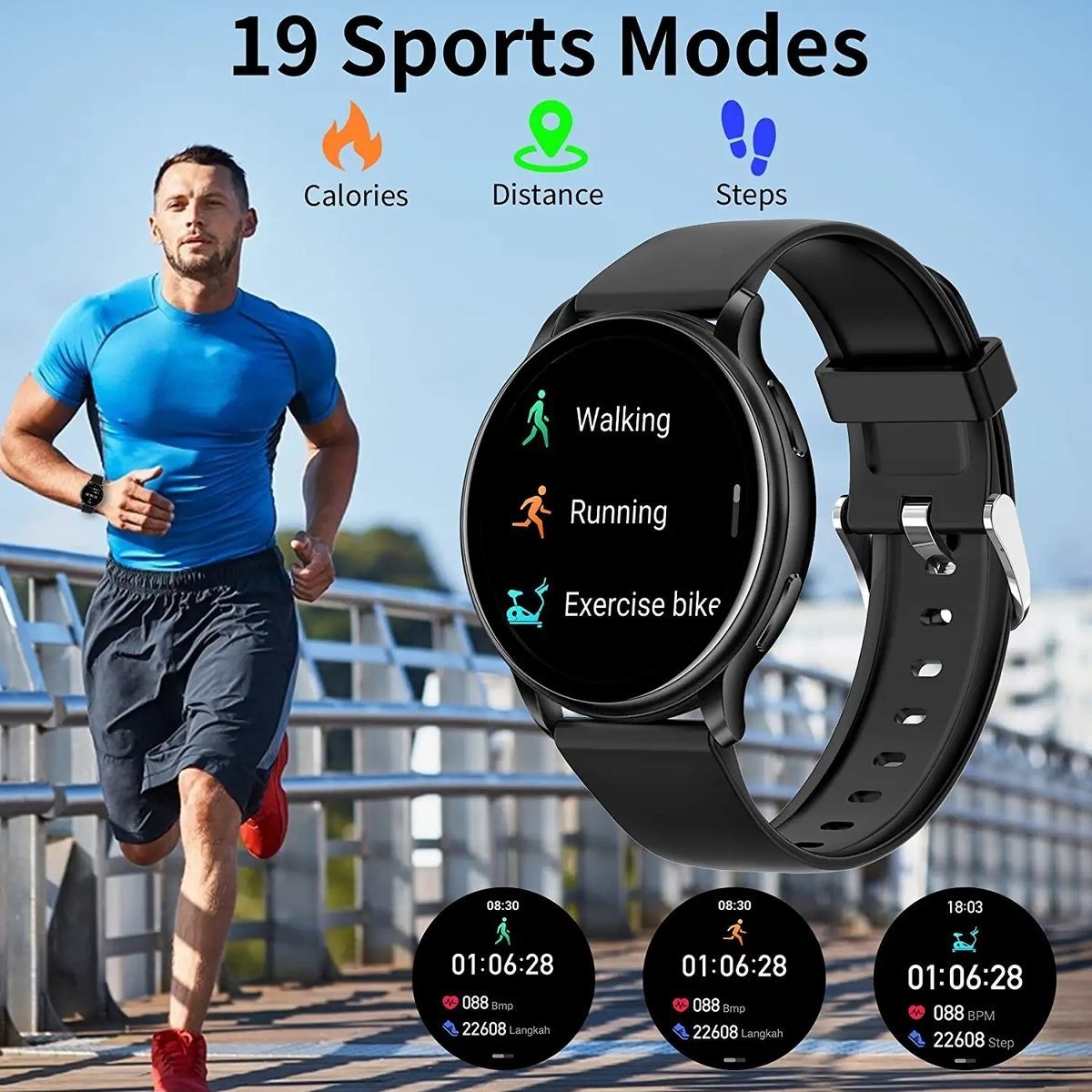 Smart Watch Atender/fazer Chamadas Para Mulheres Homens Rast - Imagem 4
