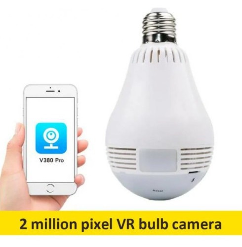 Câmera De Luz Espiã Ip Led Wifi Hd Panorama 360º Móvel