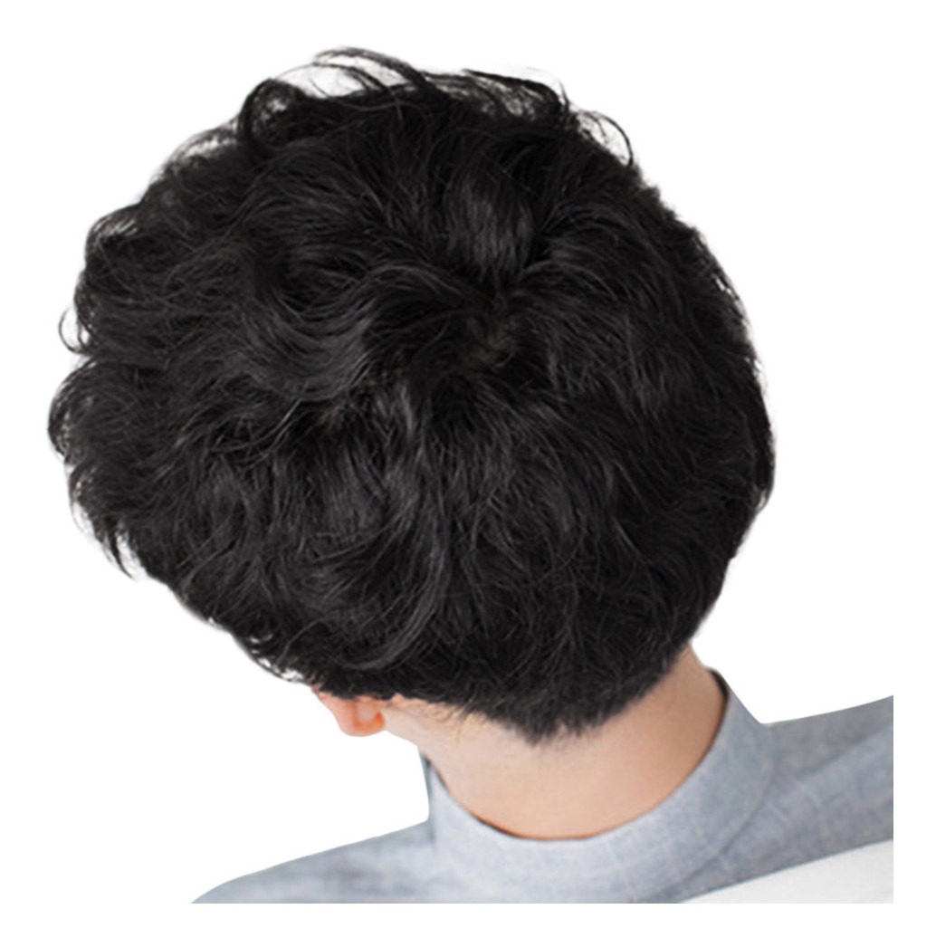 Perucas Curtas Para Homens Peruca Homem Masculino Marrom Pre - Imagem 4