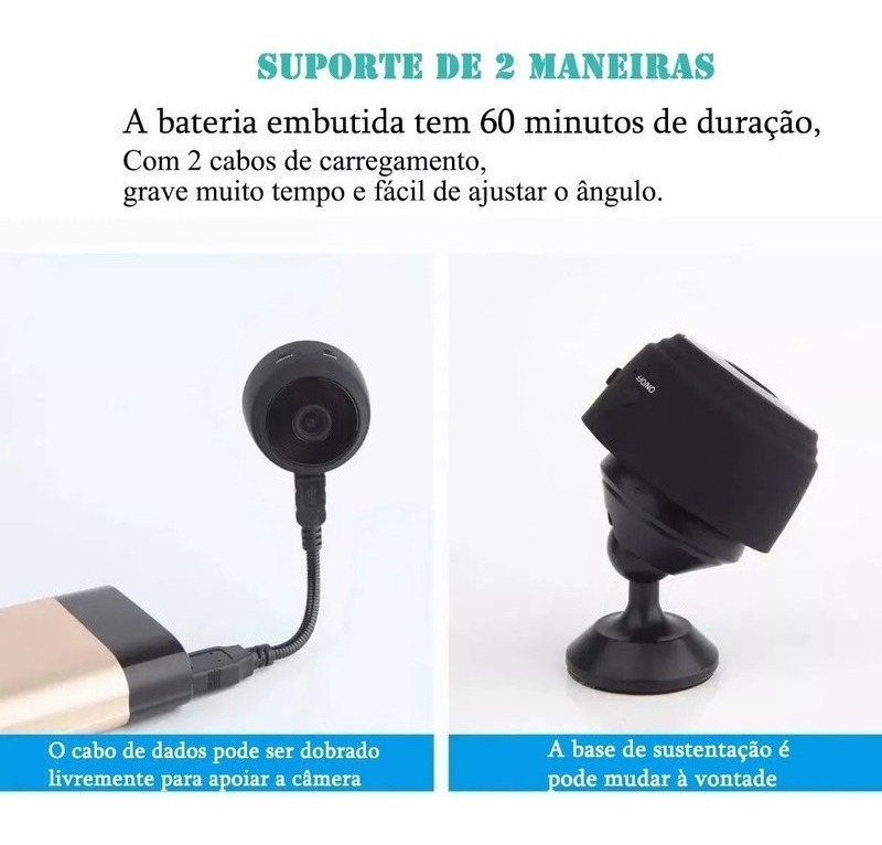 Mini Câmera Espiã Sem Fio Com Som E Visão Noturna Ouça - Imagem 5