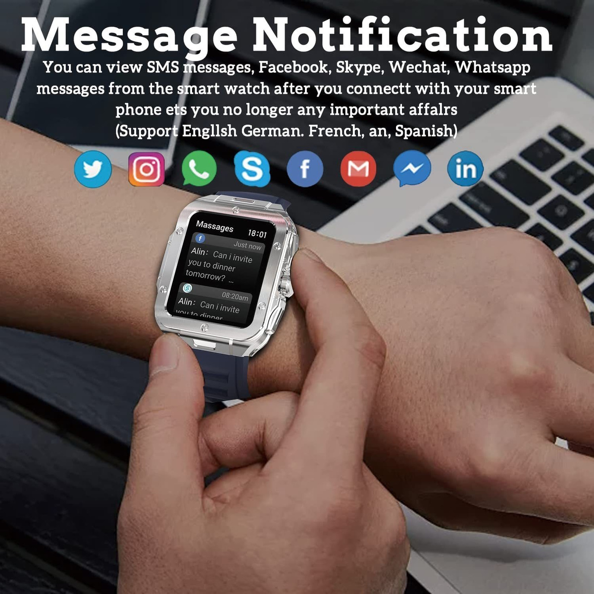 Smartwatch Para Homens Bluetooth Calling (receber/discar) - Imagem 3