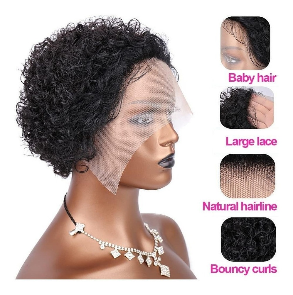 Peruca De Cabelo Humano Encaracolado Pixie Peruca De Cabelo - Imagem 4