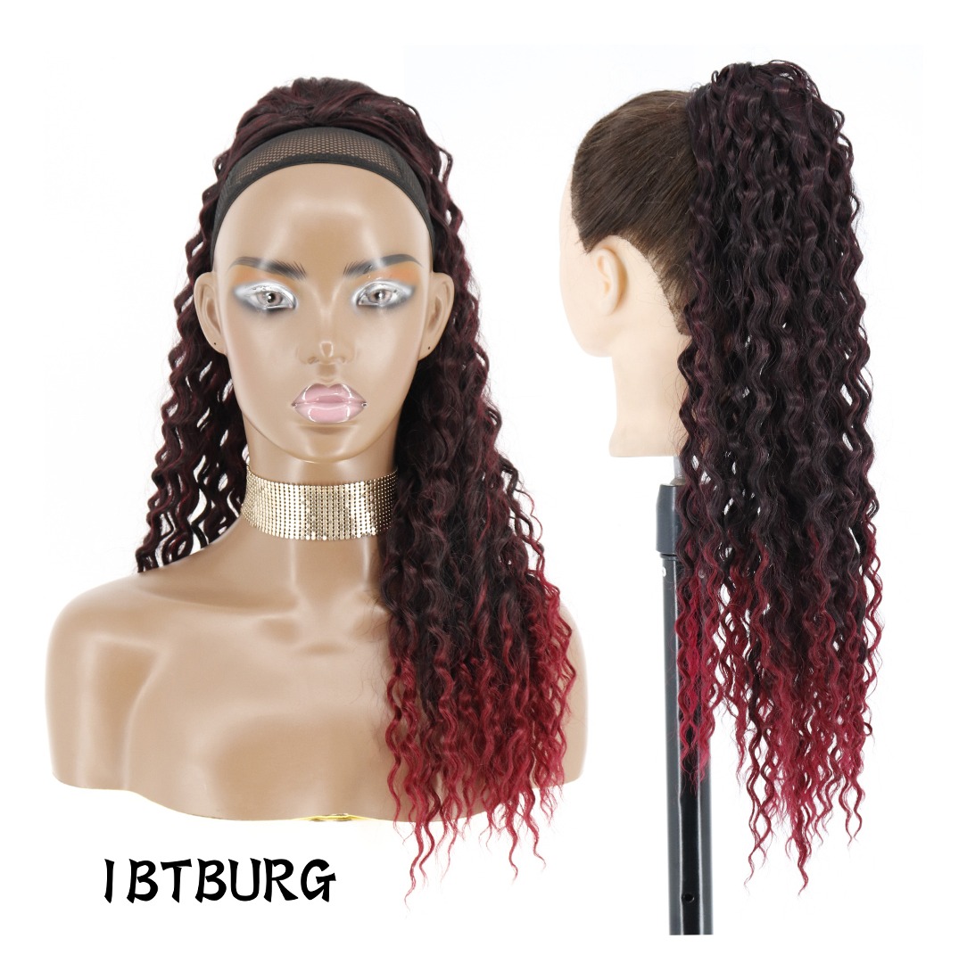 Feminino Extensão Rabo Cavalo Longo Ondulado Afro Cordão