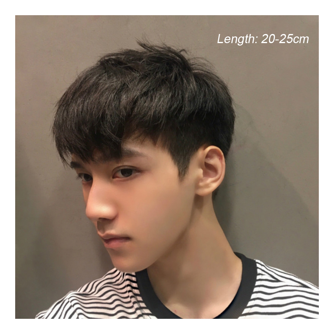 Peruca Masculina Com Franja Inclinada, Cabelo Curto E Reto, - Imagem 7