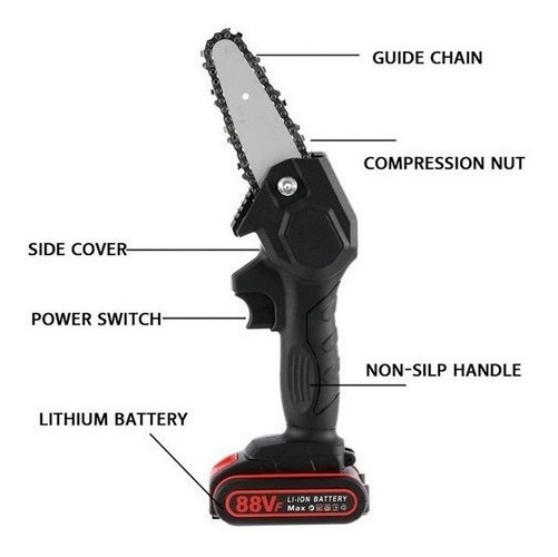 Bateria Mini Serra Elétrica Motoserra De 1200 W De 6 Polegad - Imagem 4